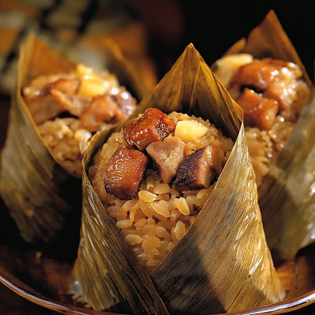 Sticky rice dumpling with savory pork and egg filling