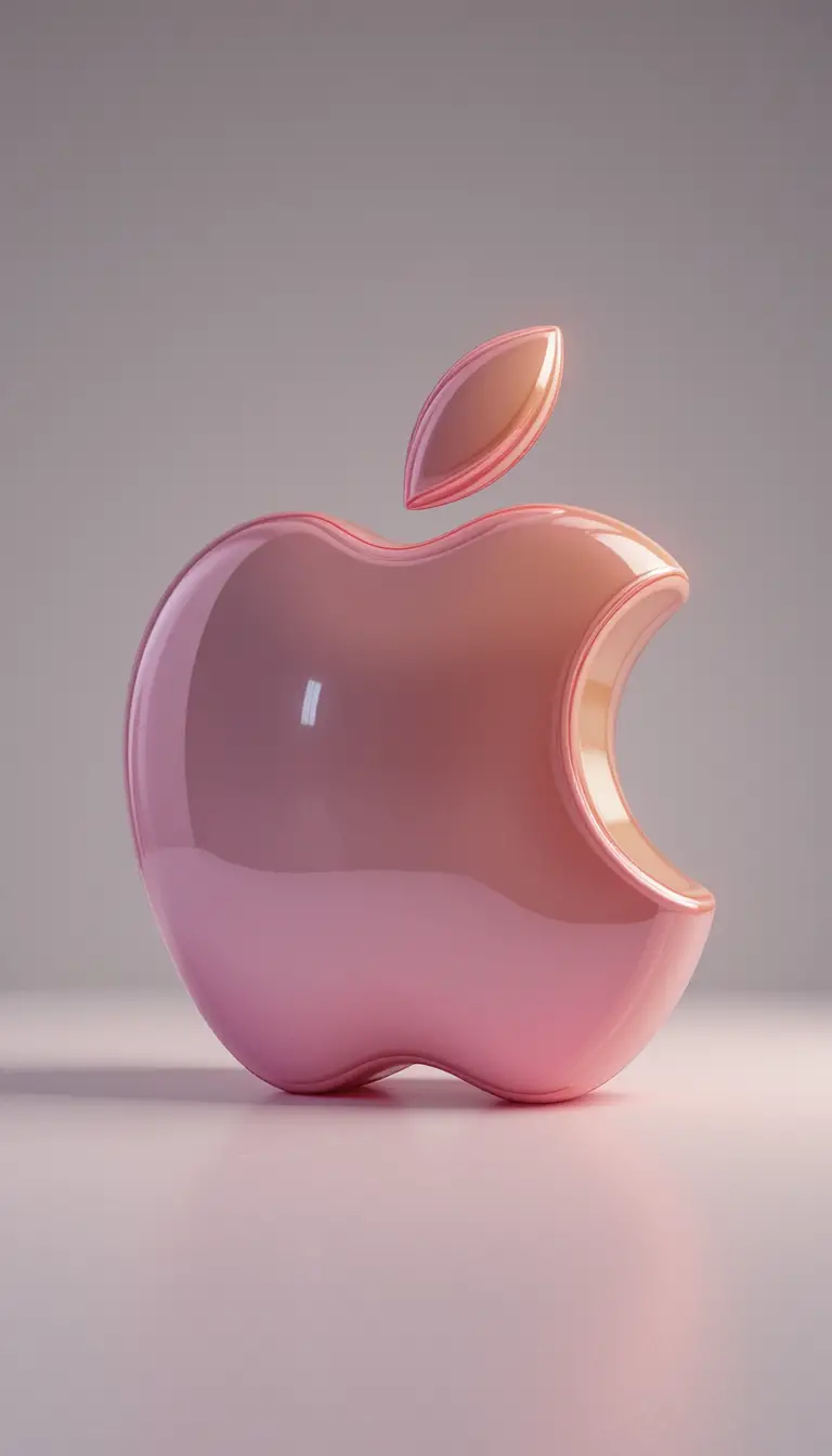 3d vinyl style apple logo on clean studio background