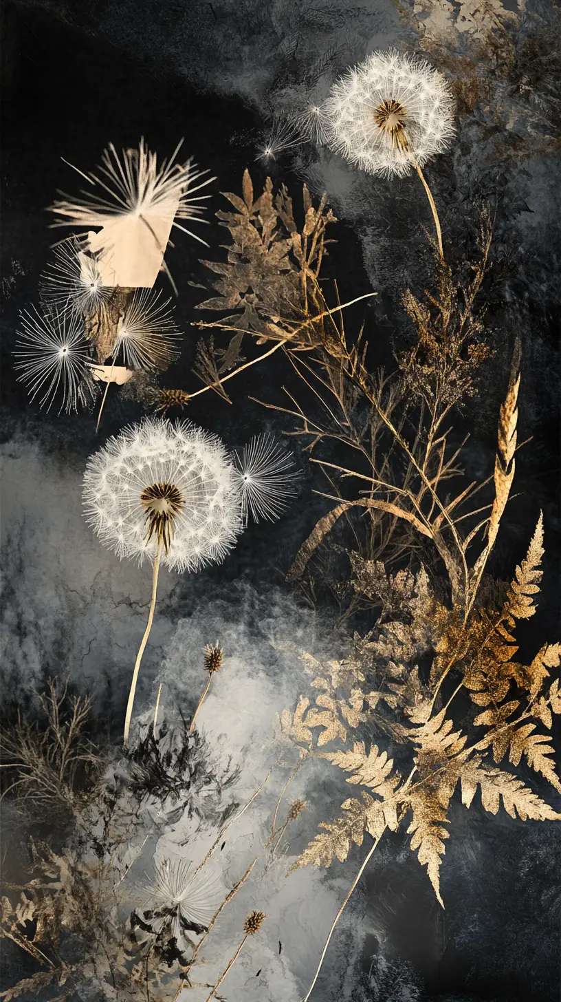 Intricate Botanical Art With Dandelion Seed Heads