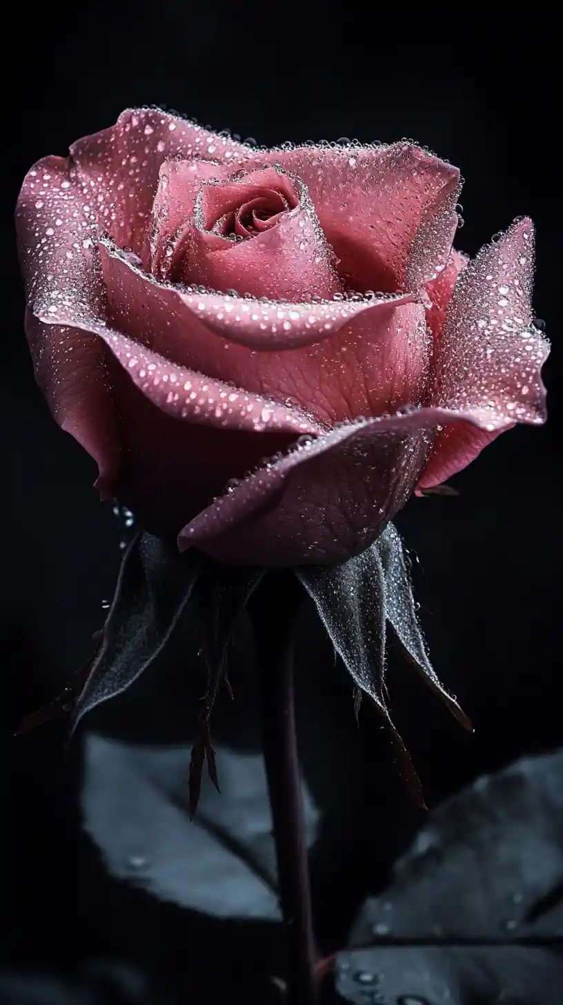 Moonlit rose glowing softly in dark fantasy night