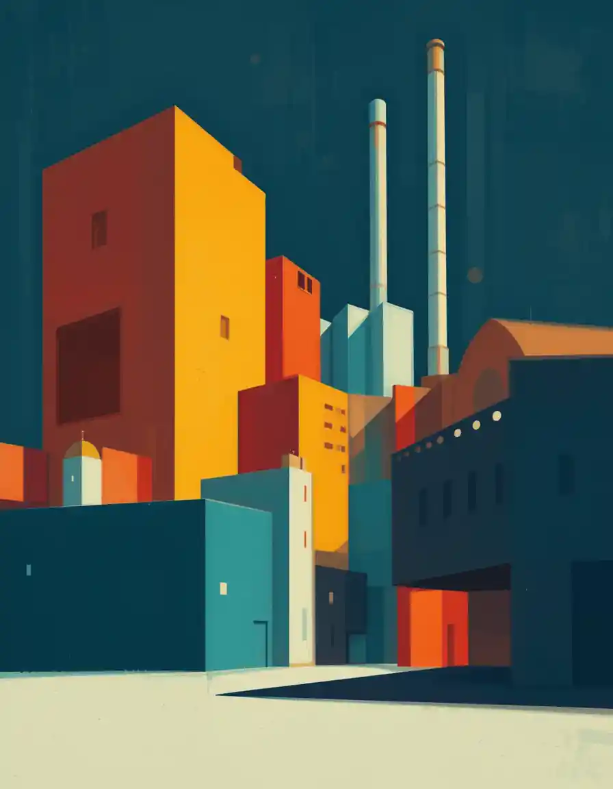Poster Bauhaus astratto di architettura industriale geometrica