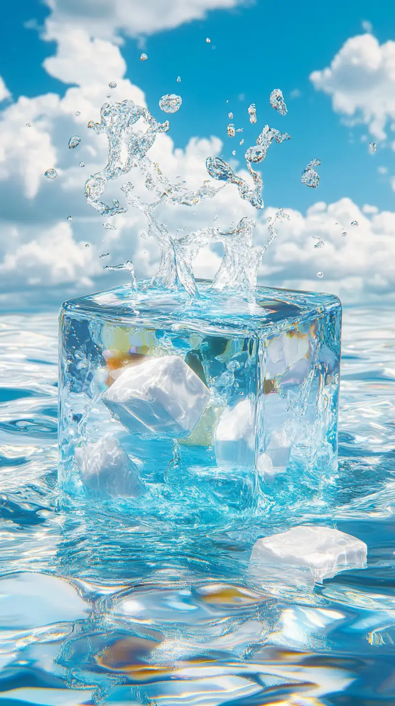 Dynamic water splash in an abstract outdoor summer scene