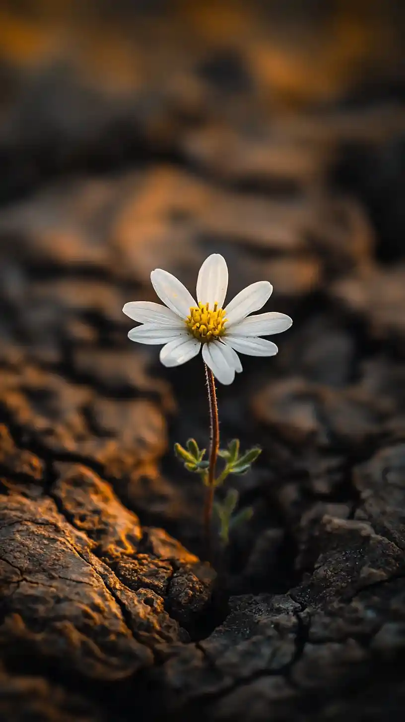 Tiny desert flower in dramatic macro close up