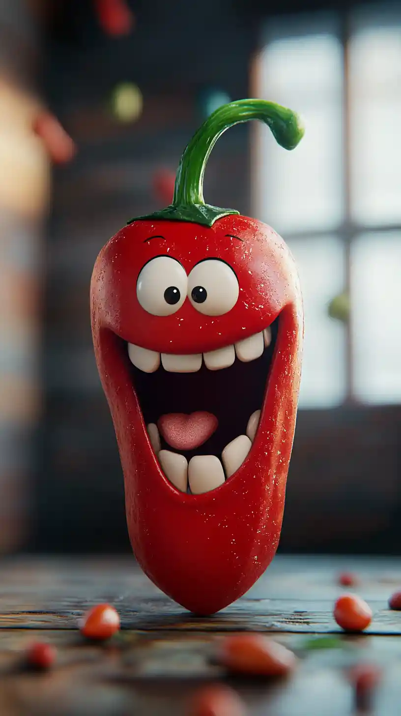 Cartoon Illustration Of A Laughing Red Pepper Character