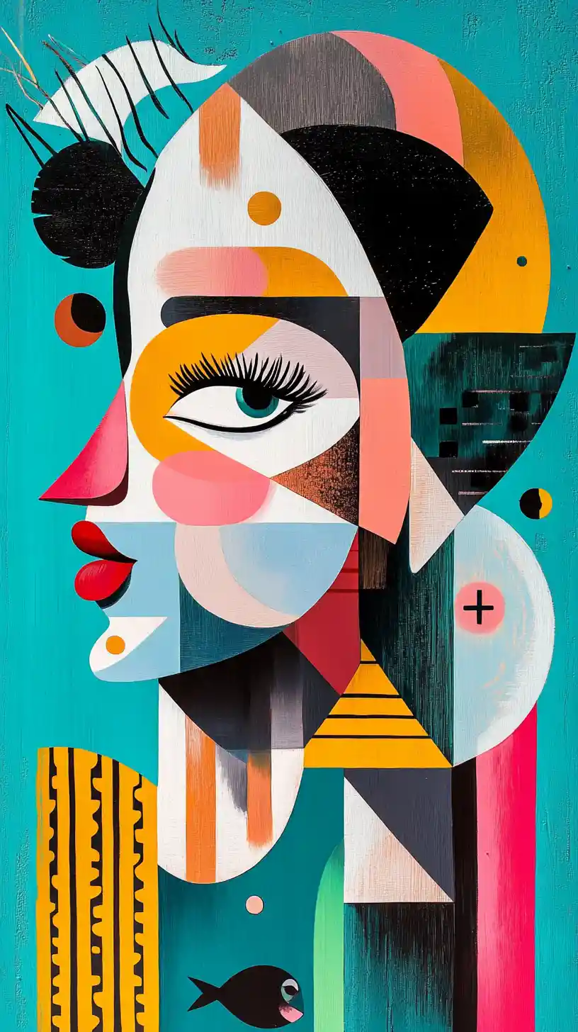 Surreal biomorphic portrait of a woman with marine forms