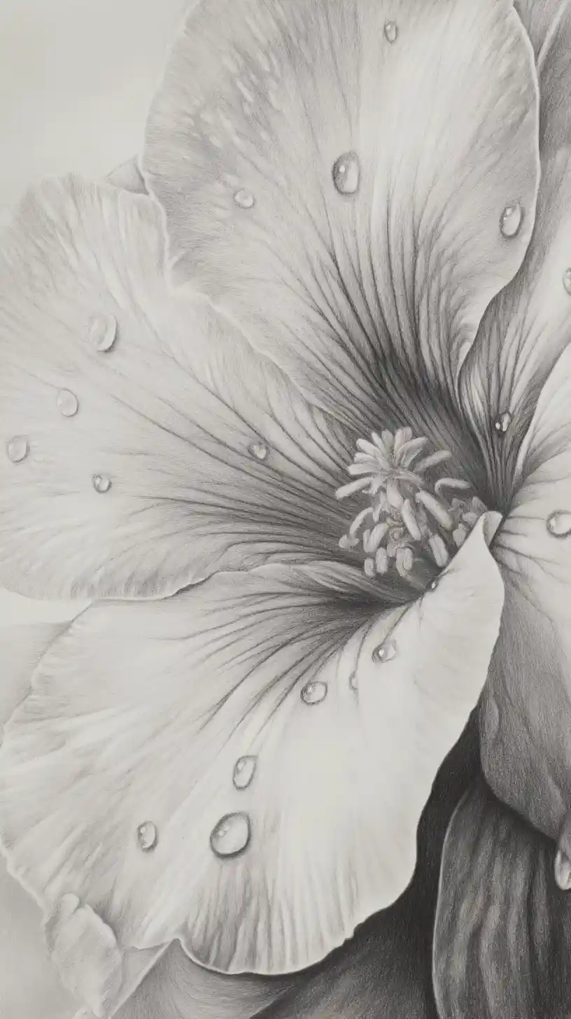 Hada durmiendo sobre flor en dibujo a lápiz detallado