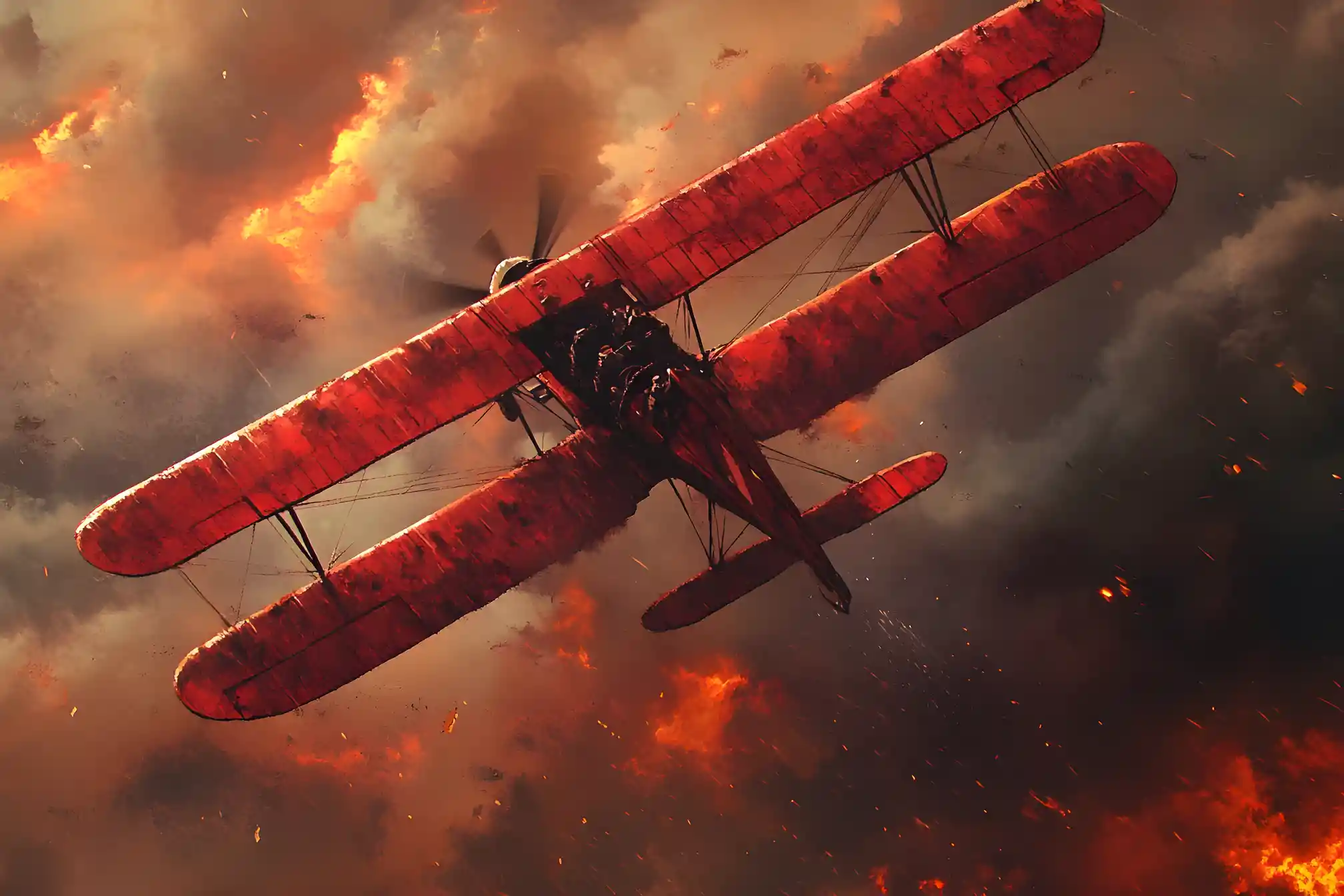 Anime air combat over the western front with red triplane