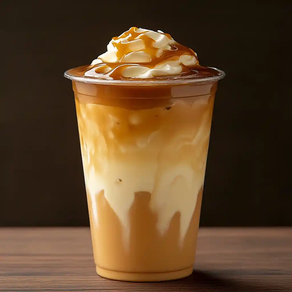 Milk tea with silky golden pudding dessert texture