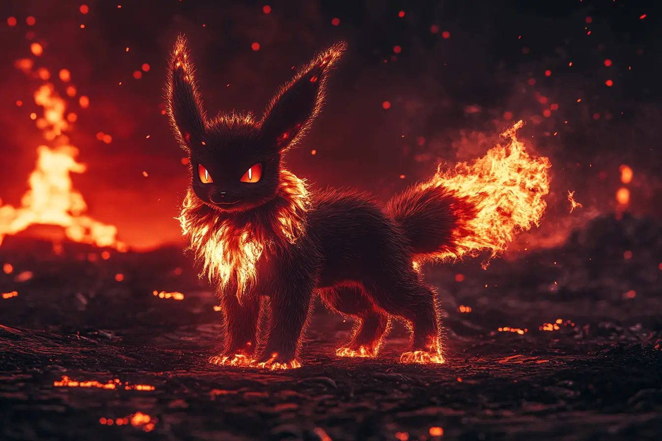 Charcoal Fox Evolution Stalking A Volcanic Wasteland