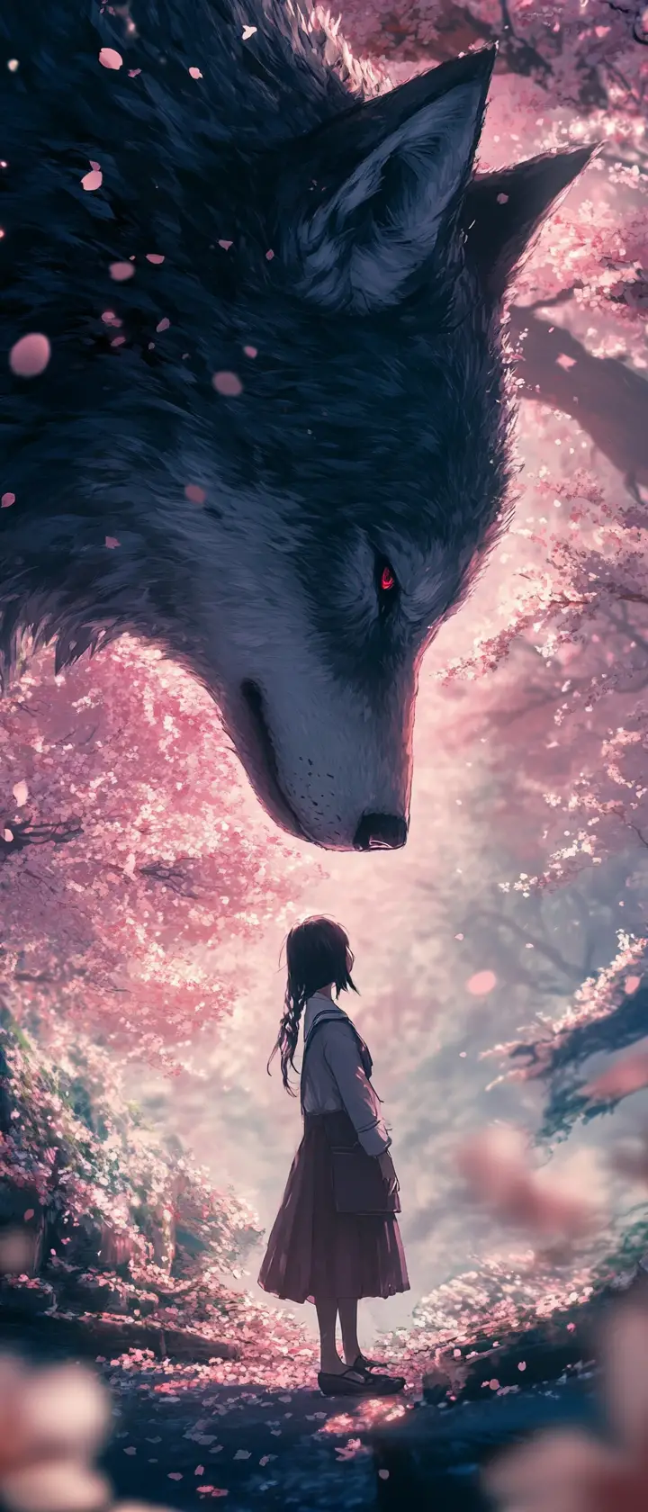 Wolf spirit waiting at an ancient shrine for his lost love