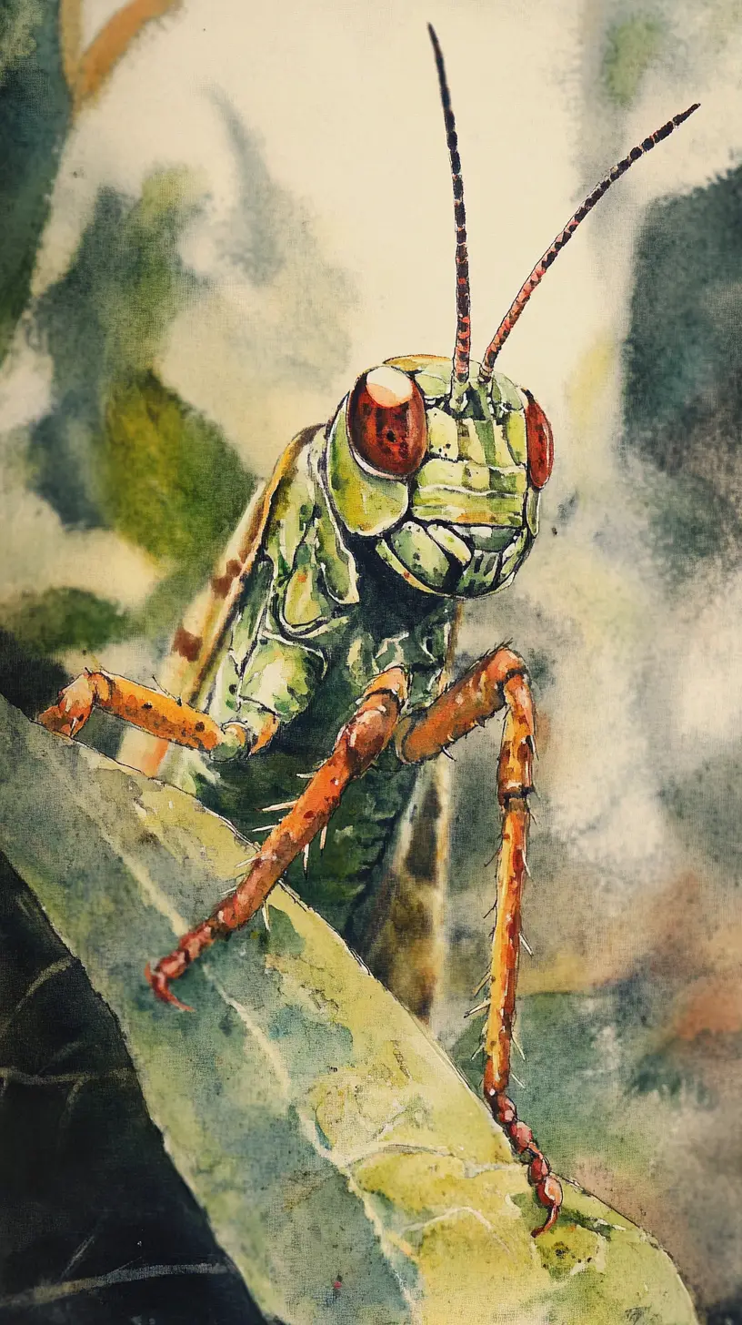 Whimsical ladybug playing violin on a leaf illustration