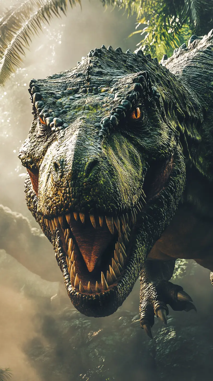 Hyperreal Tyrannosaurus Rex Close Up In Prehistoric Jungle