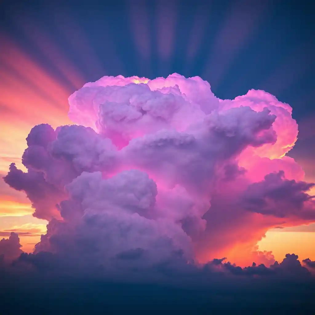 Dramatic cumulonimbus storm cloud with cinematic god rays