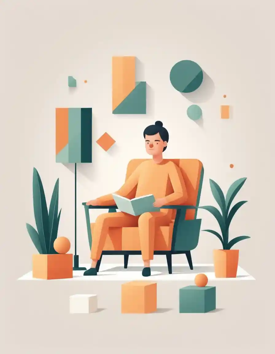 Minimal vector illustration of simplified geometric furniture