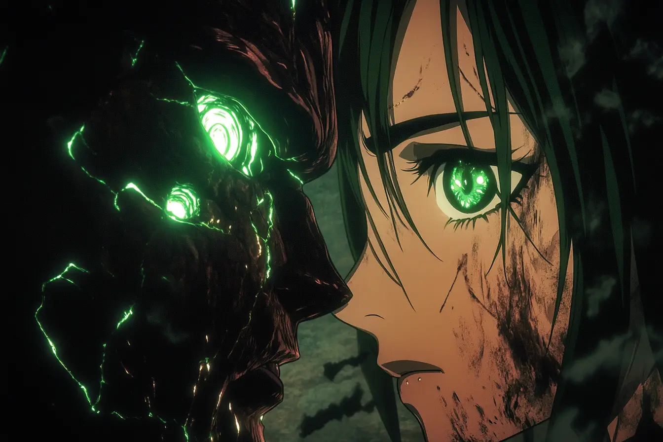 Anime vision of Persephone and Hades in intimate gaze