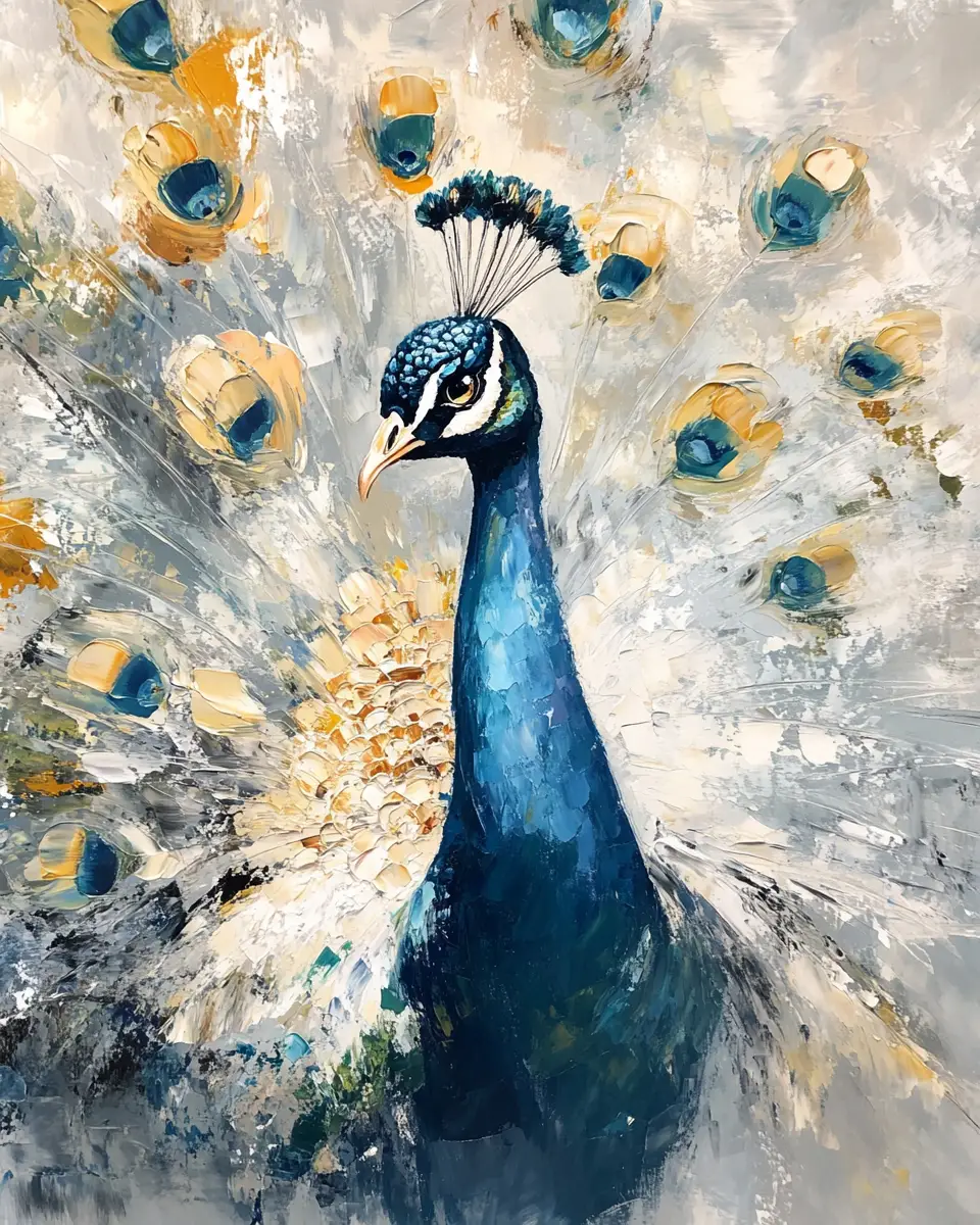 Majestic peacock with glowing iridescent plumage