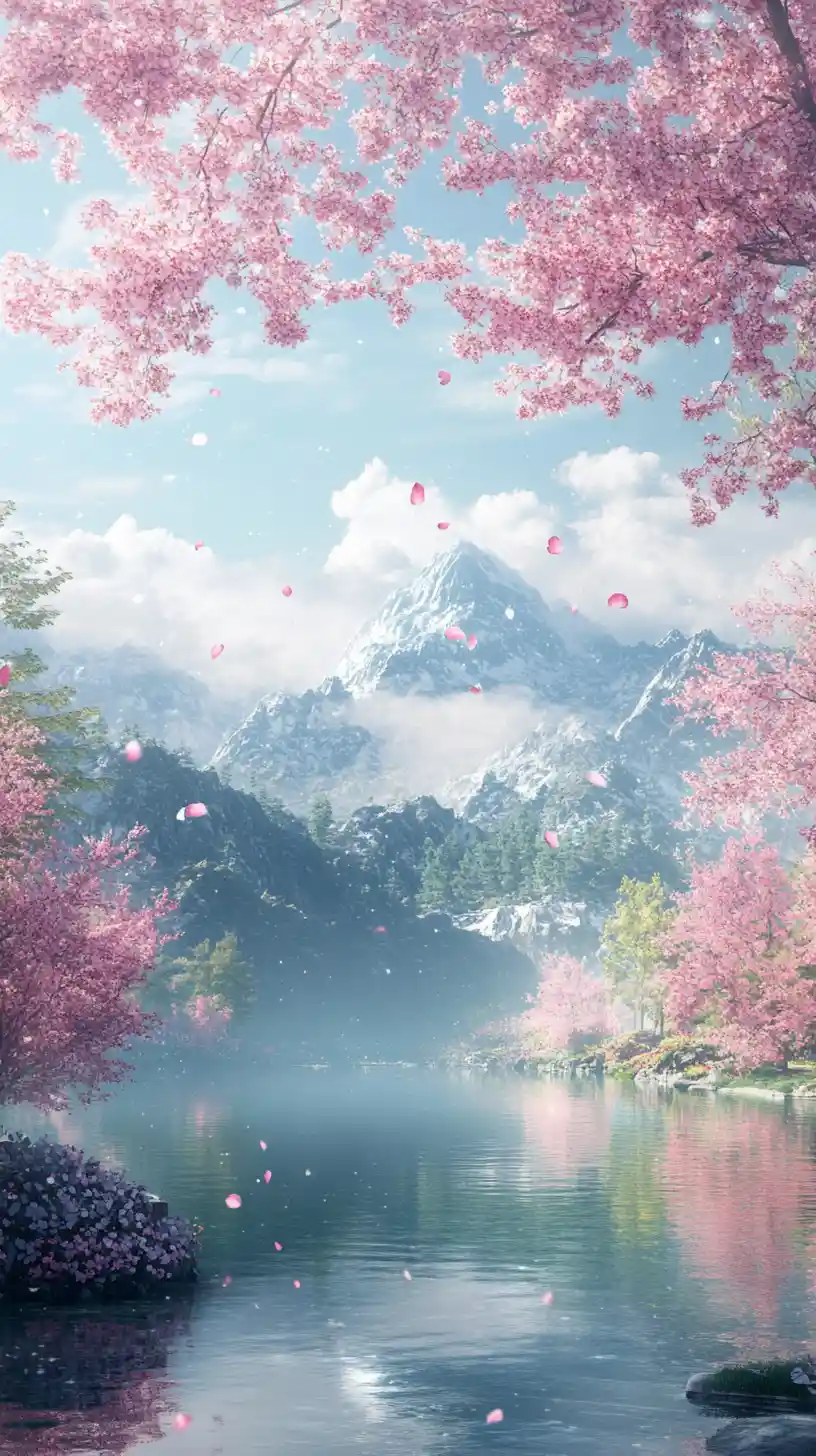 Peaceful Garden Through Four Seasons In Mountain Landscape