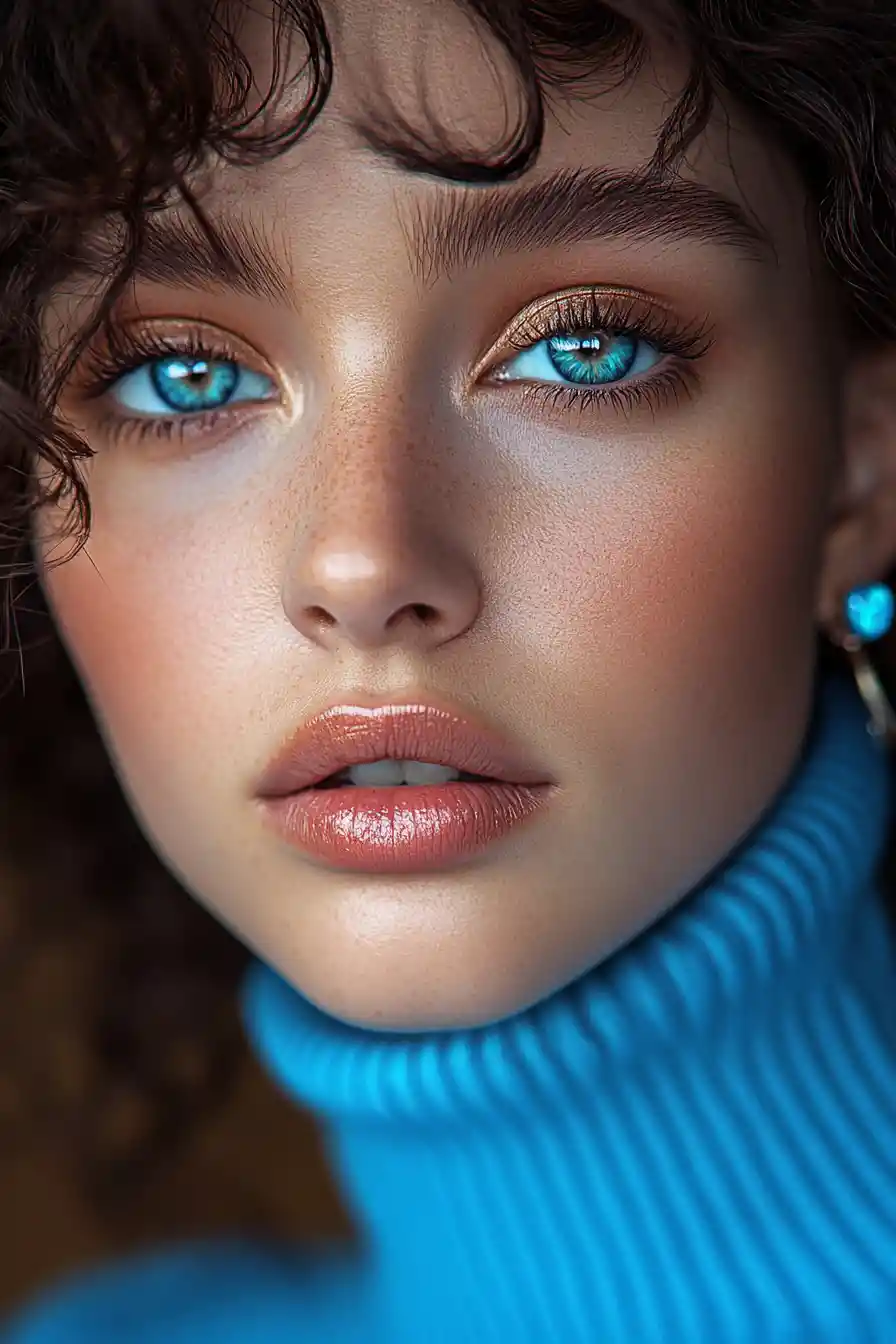 Portrait of woman with luminous heterochromia eyes