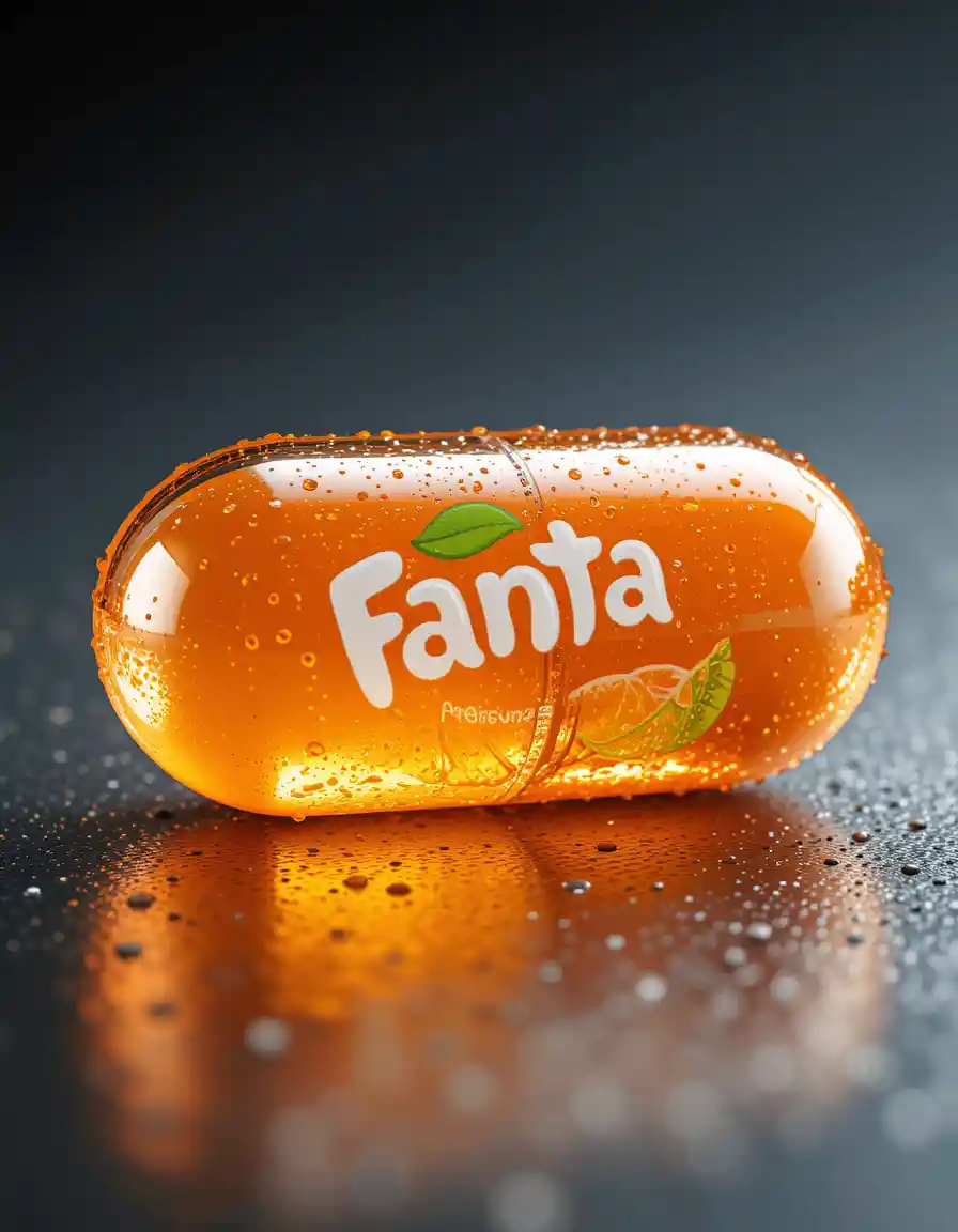 Transparente Orangenlimo-Kapsel in einer Metall-Blisterpackung