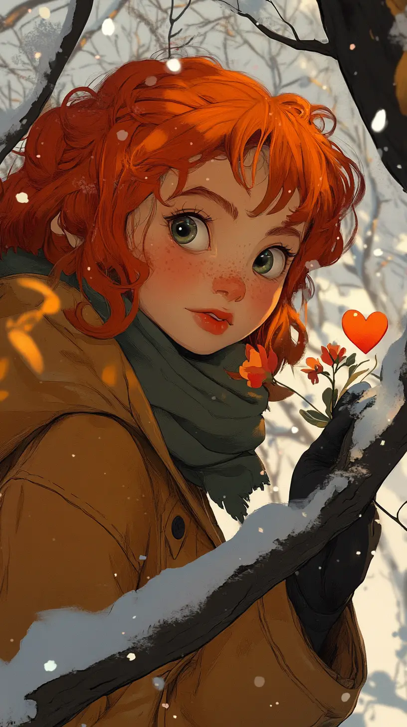 Devil Offering A Flower To A Shy Ghost In Winter