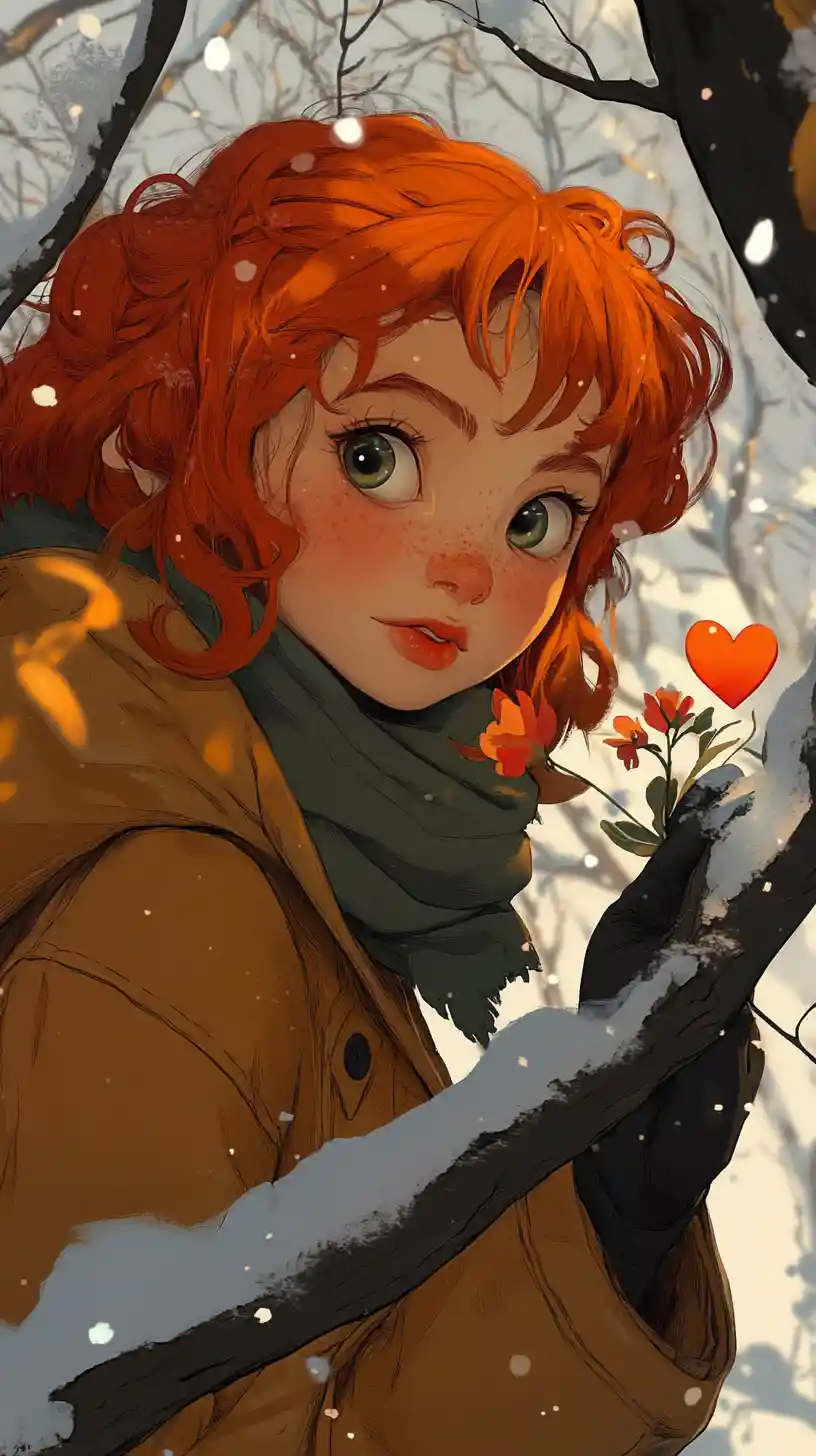 Devil Offering A Flower To A Shy Ghost In Winter