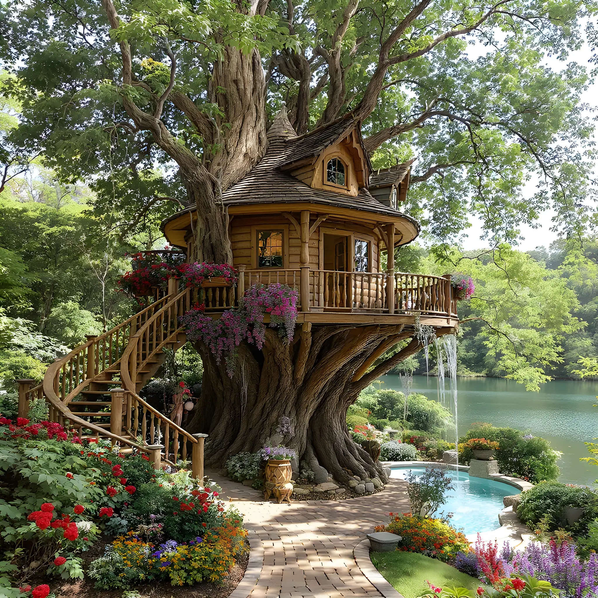 Whimsical Treehouse Cottage In A Lush Forest