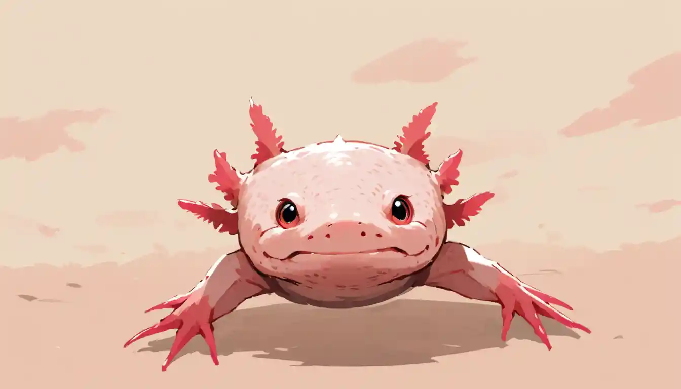 Minimalistisches Vektorlogo eines Axolotl-Gesichts in Nahaufnahme