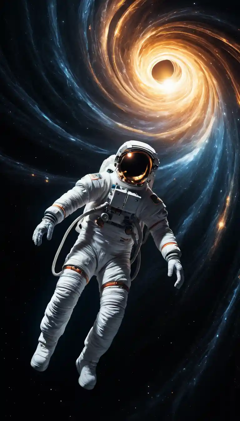 Astronaut Stretched Into Glowing Light Near Cosmic Black Hole