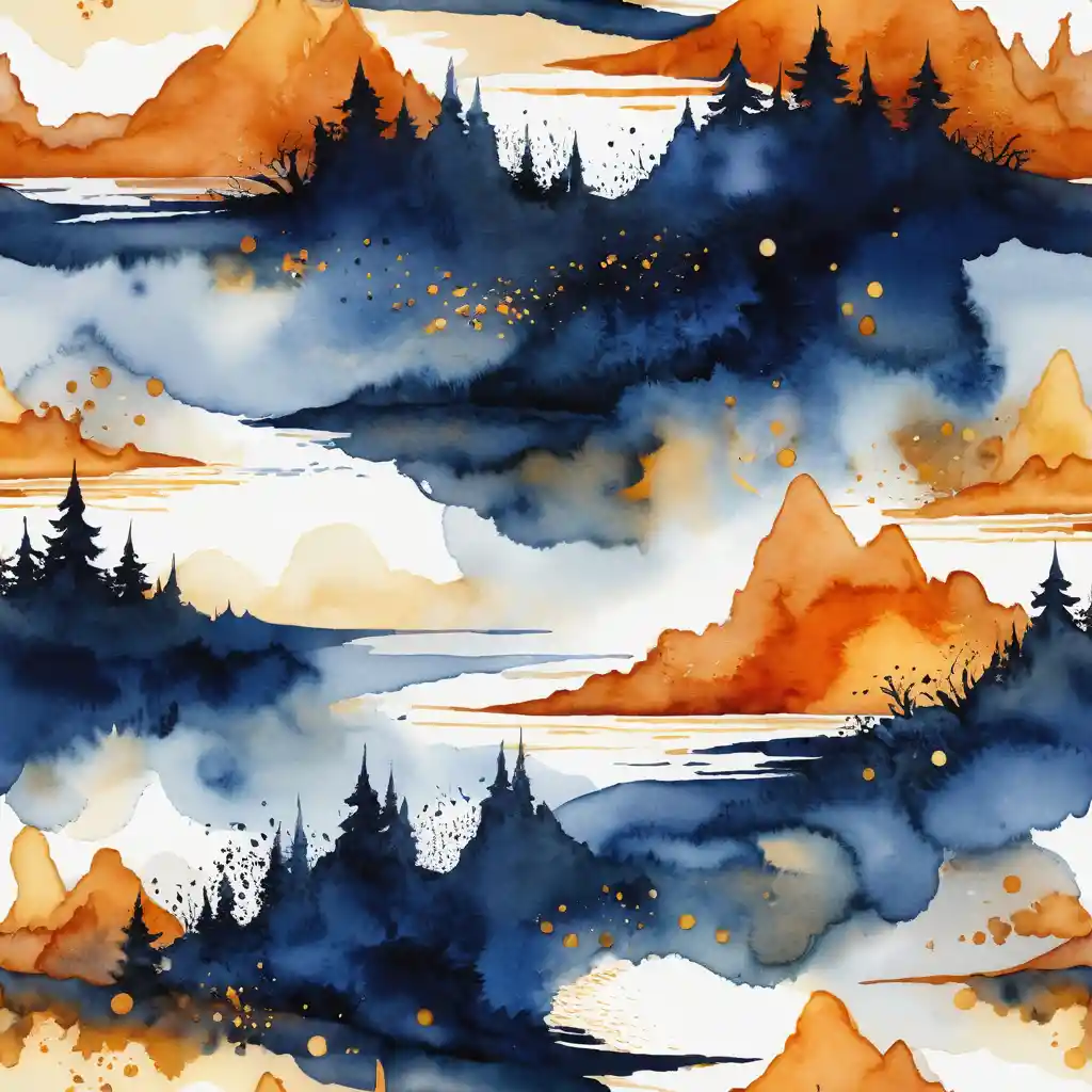 Dreamlike Seaside Town In Flowing Ink And Watercolor