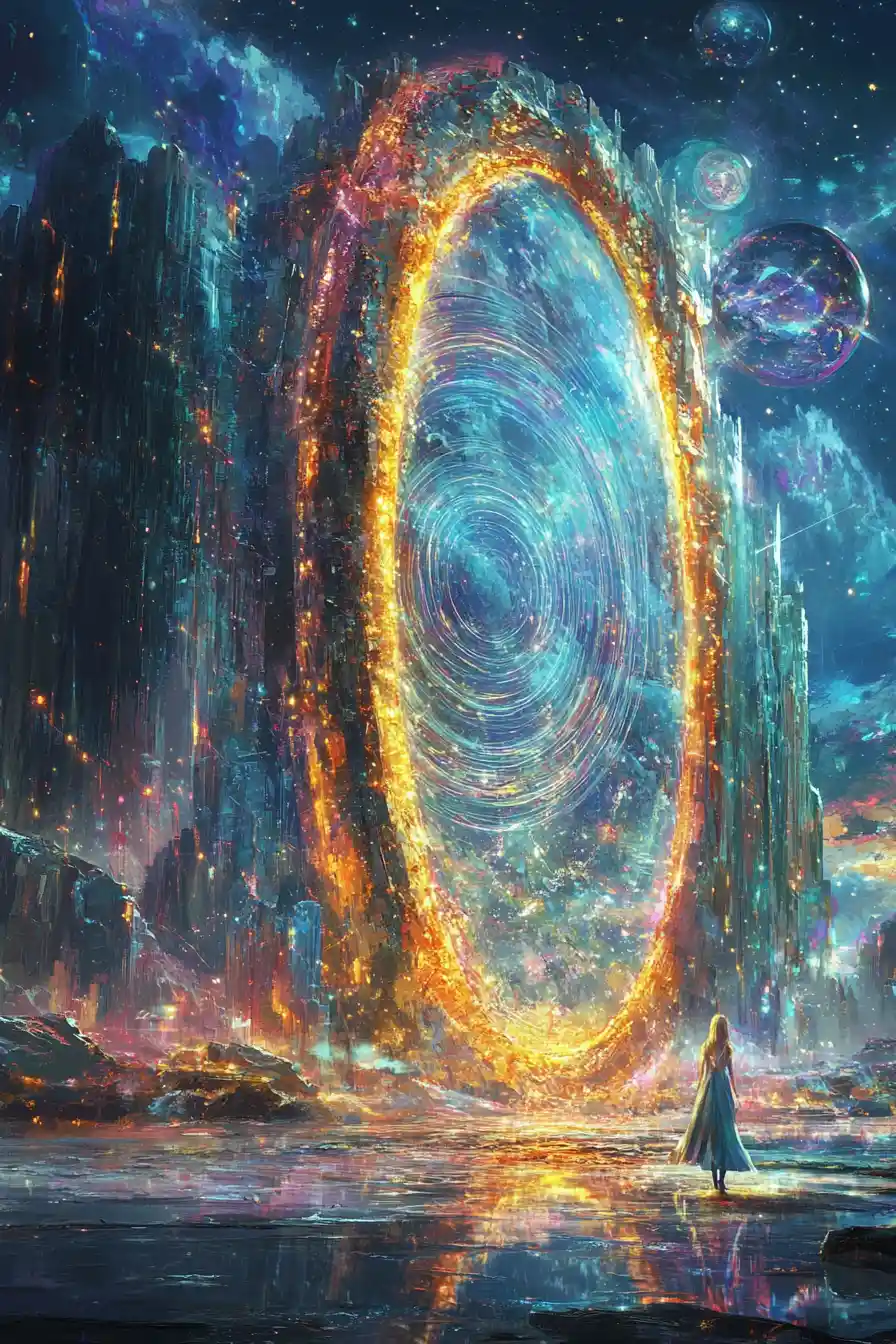 Cosmic mirror of eternity with angels and galaxies