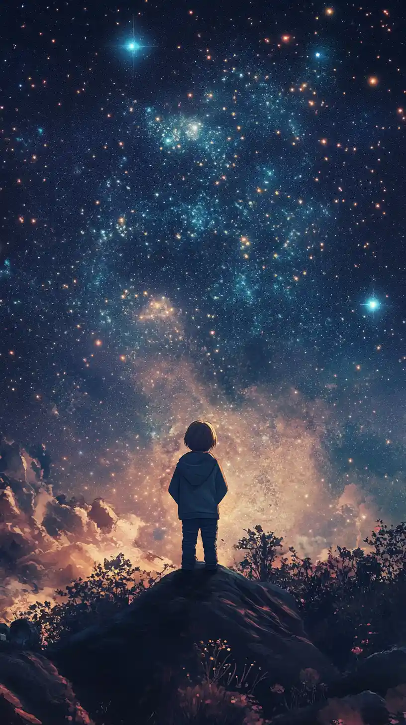 Bright stars shining in the deep velvet night sky