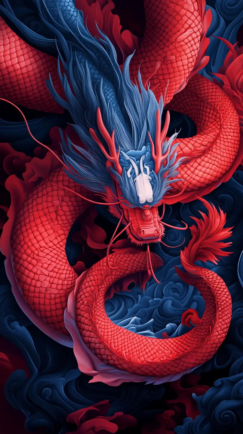 Ilustración de dragón chino girando por un cielo de fantasía