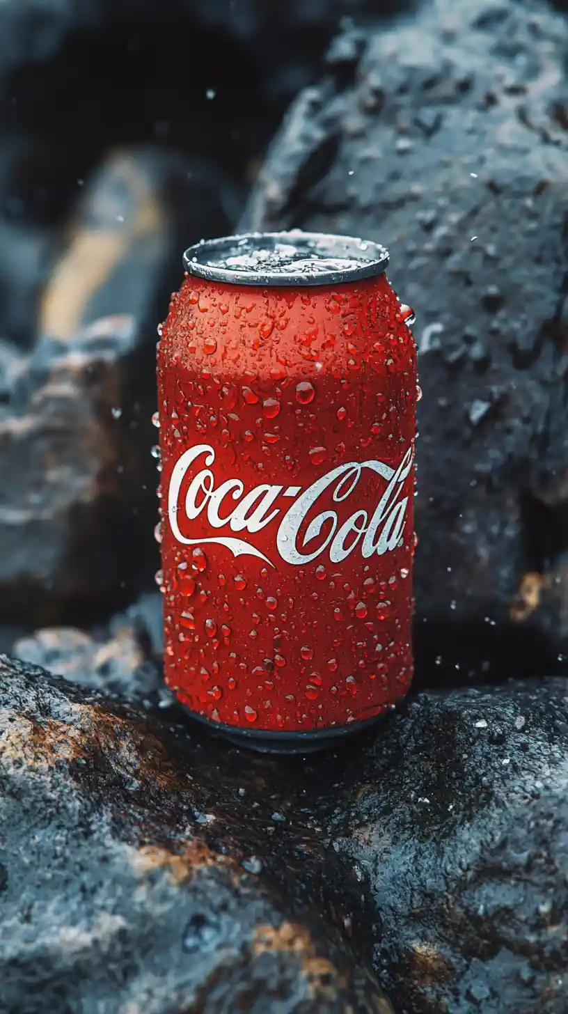 Lata de refresco roja sobre la superficie rocosa de Marte