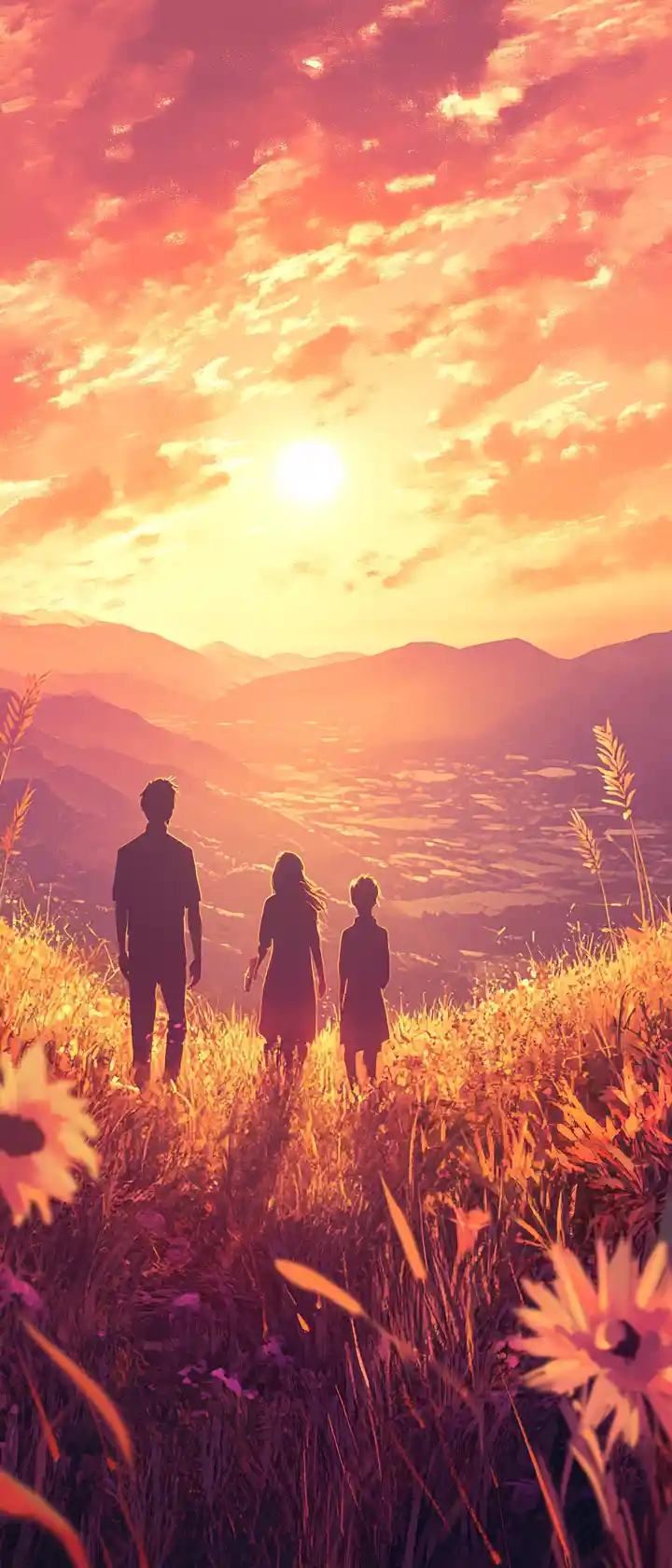 Anime girl in a serene fantasy landscape illustration