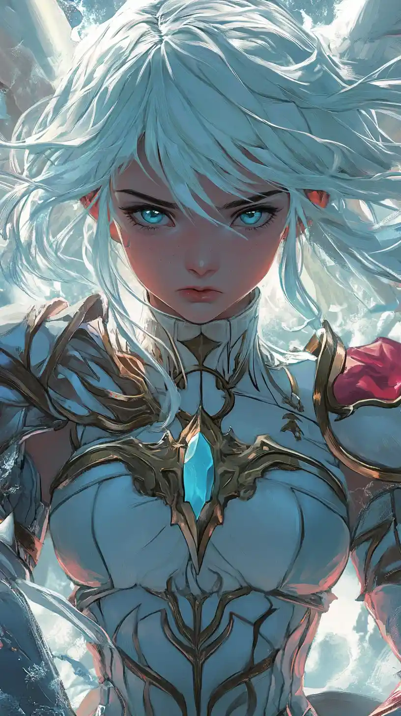 Young princess knight in agonizing anime fantasy battle scene