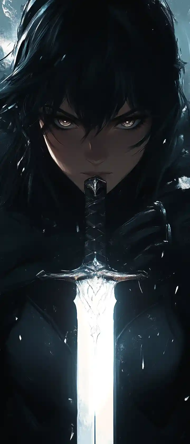 Anime warrior princess in dramatic chiaroscuro portrait