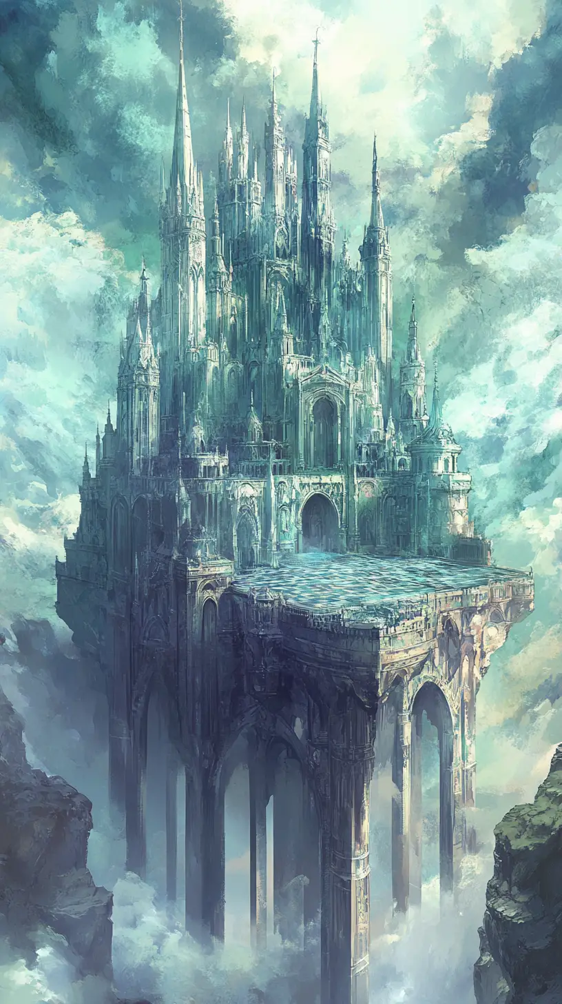 Baroque Crystal Palace Rising In A Dreamlike Fantasy City