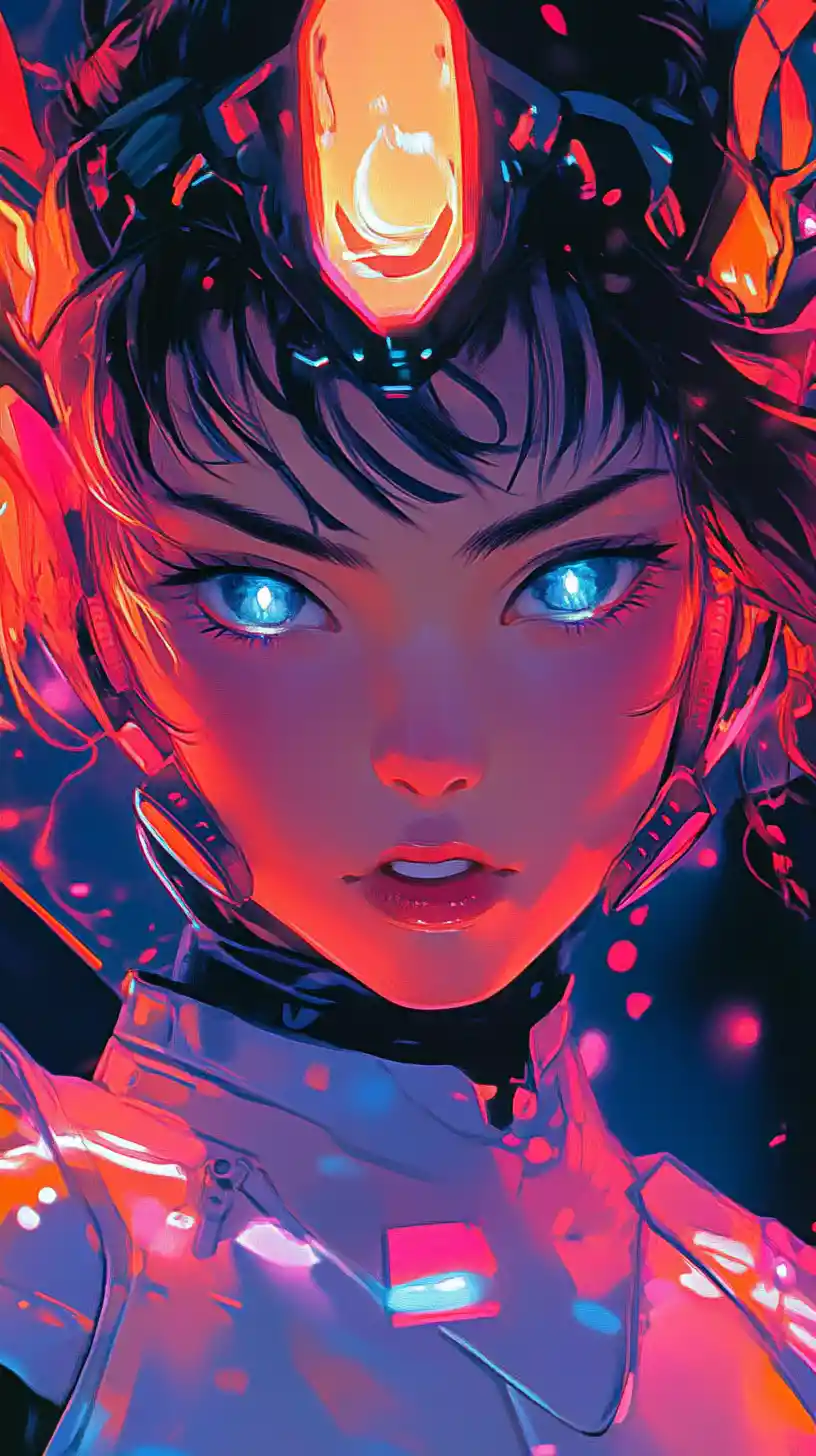 Joyful anime princess knight with bright blue eyes