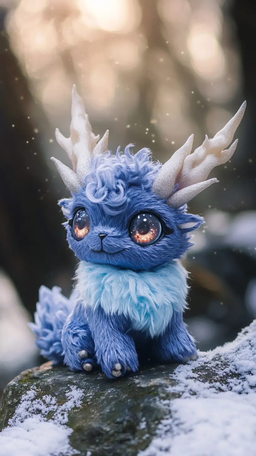 Mystical fantasy creature with glowing eyes and gentle smile
