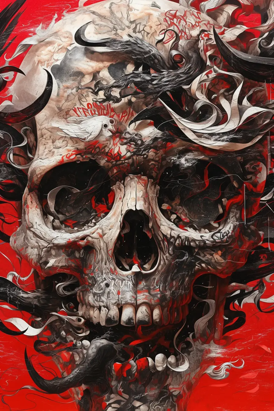 Dark graffiti skull in day of the dead inspired style