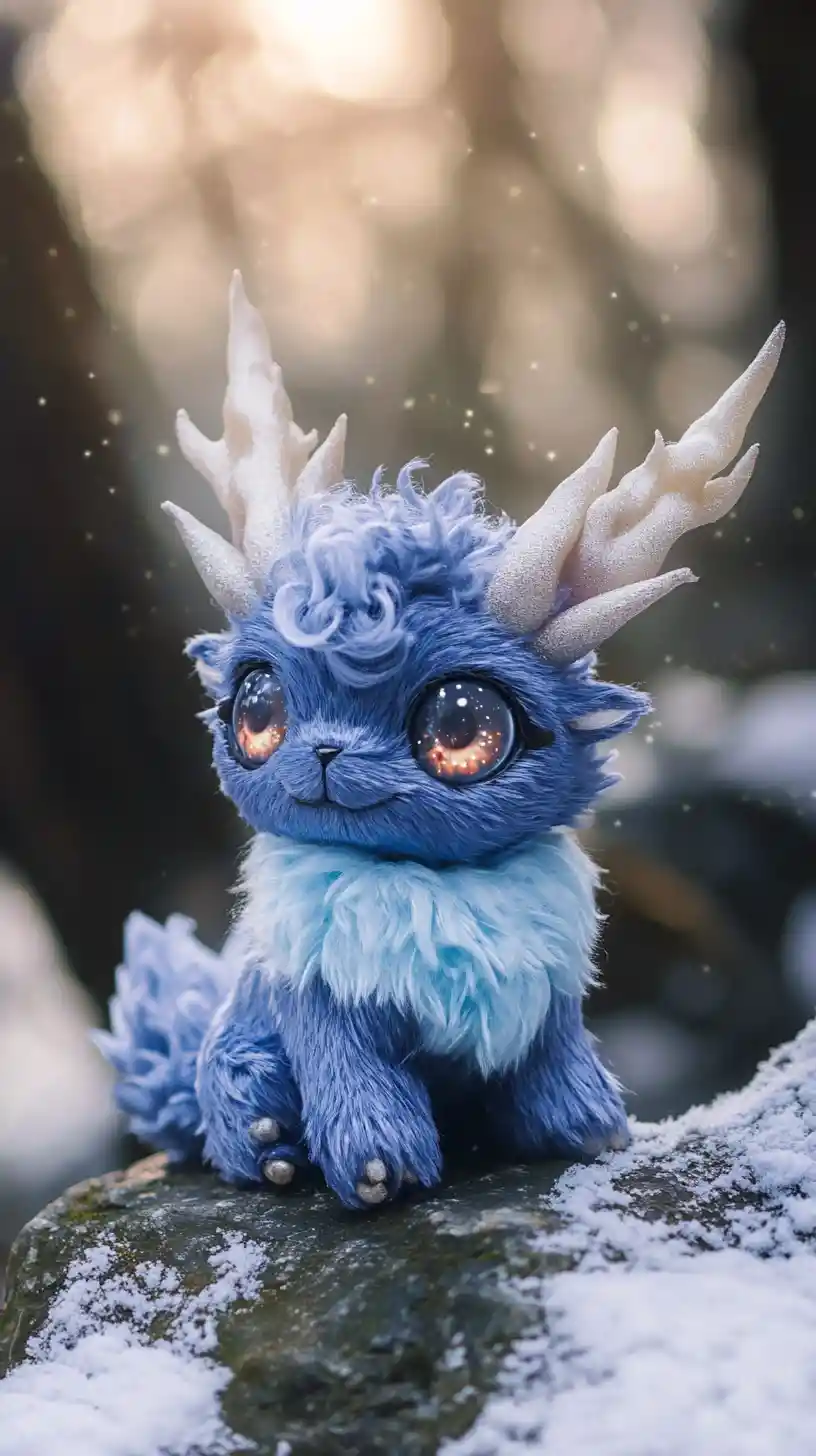 Mystical fantasy creature with glowing eyes and gentle smile