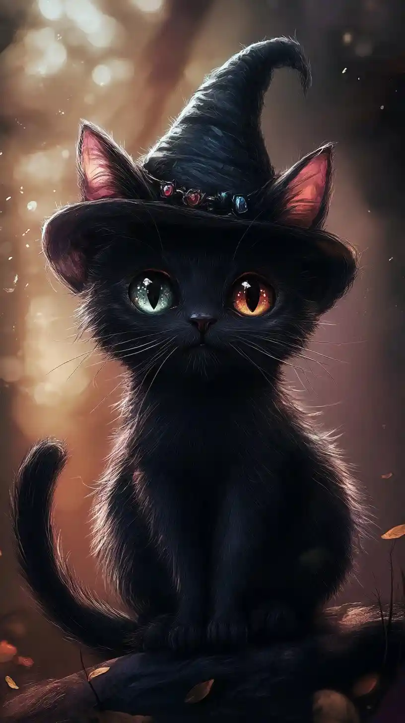 Whimsical fantasy cat acting like a small playful bat