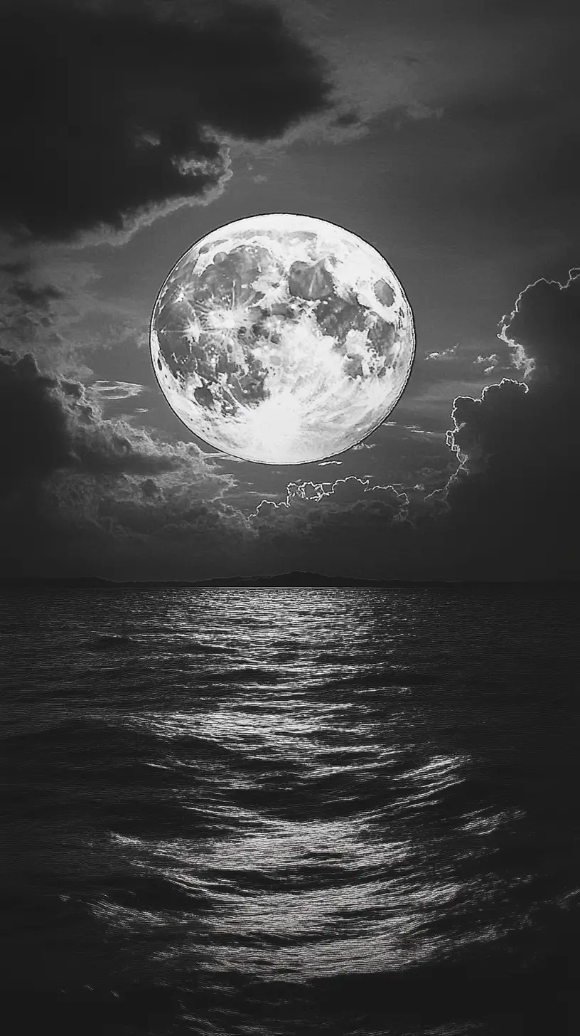 Ominous stormy landscape under a rising bad moon