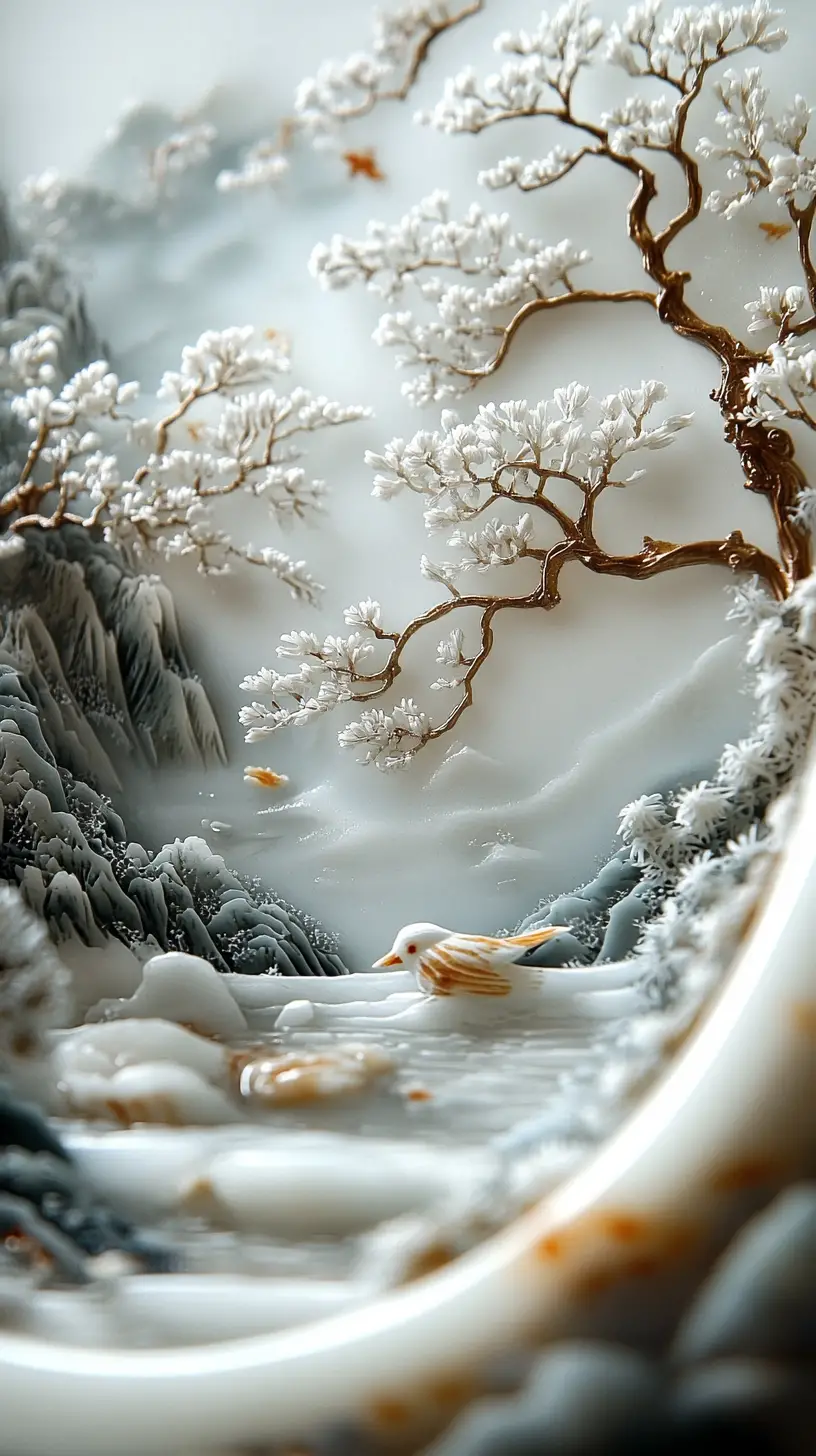 Miniature fantasy landscape crafted inside a delicate eggshell