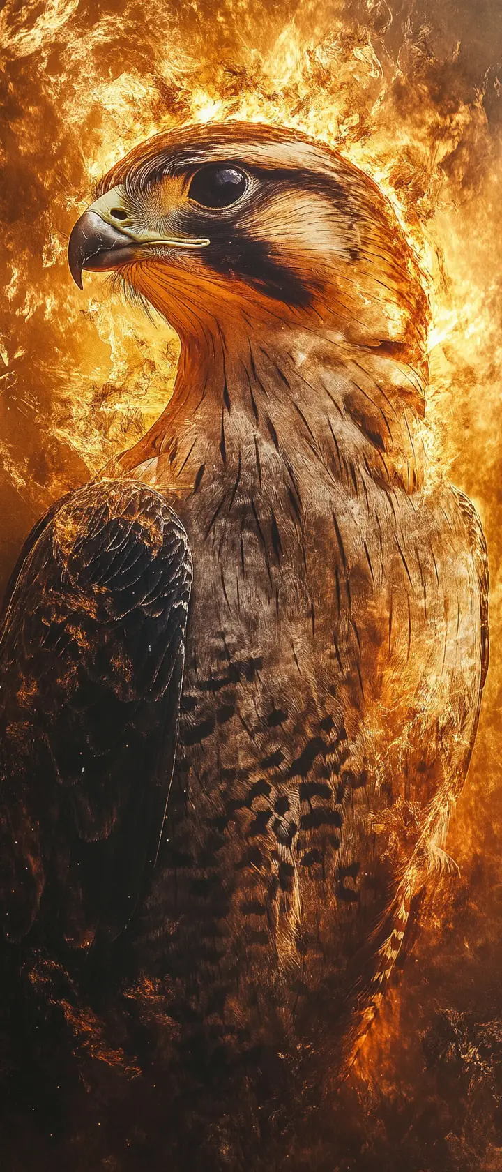 Majestic close up portrait of a proud saker falcon