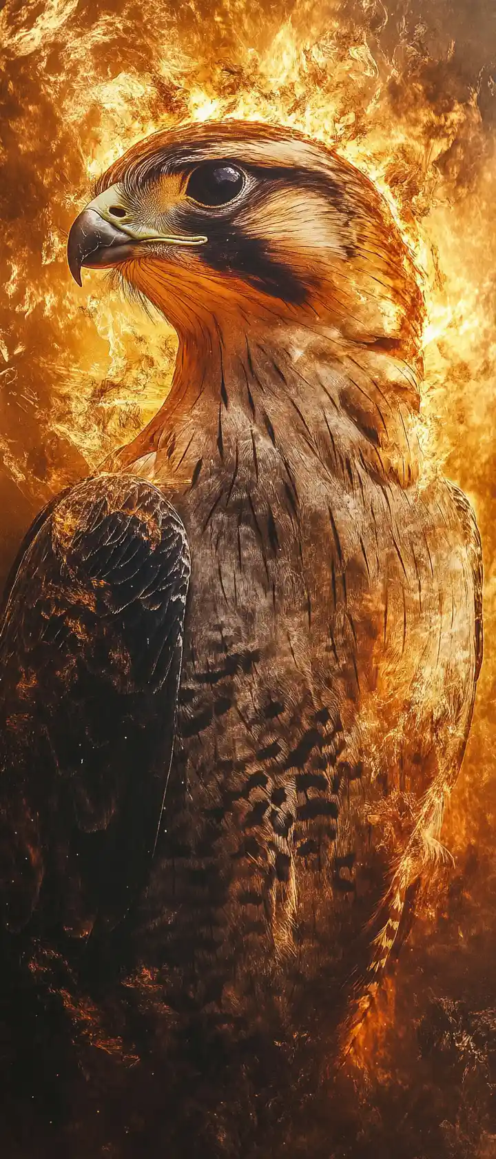 Majestic close up portrait of a proud saker falcon