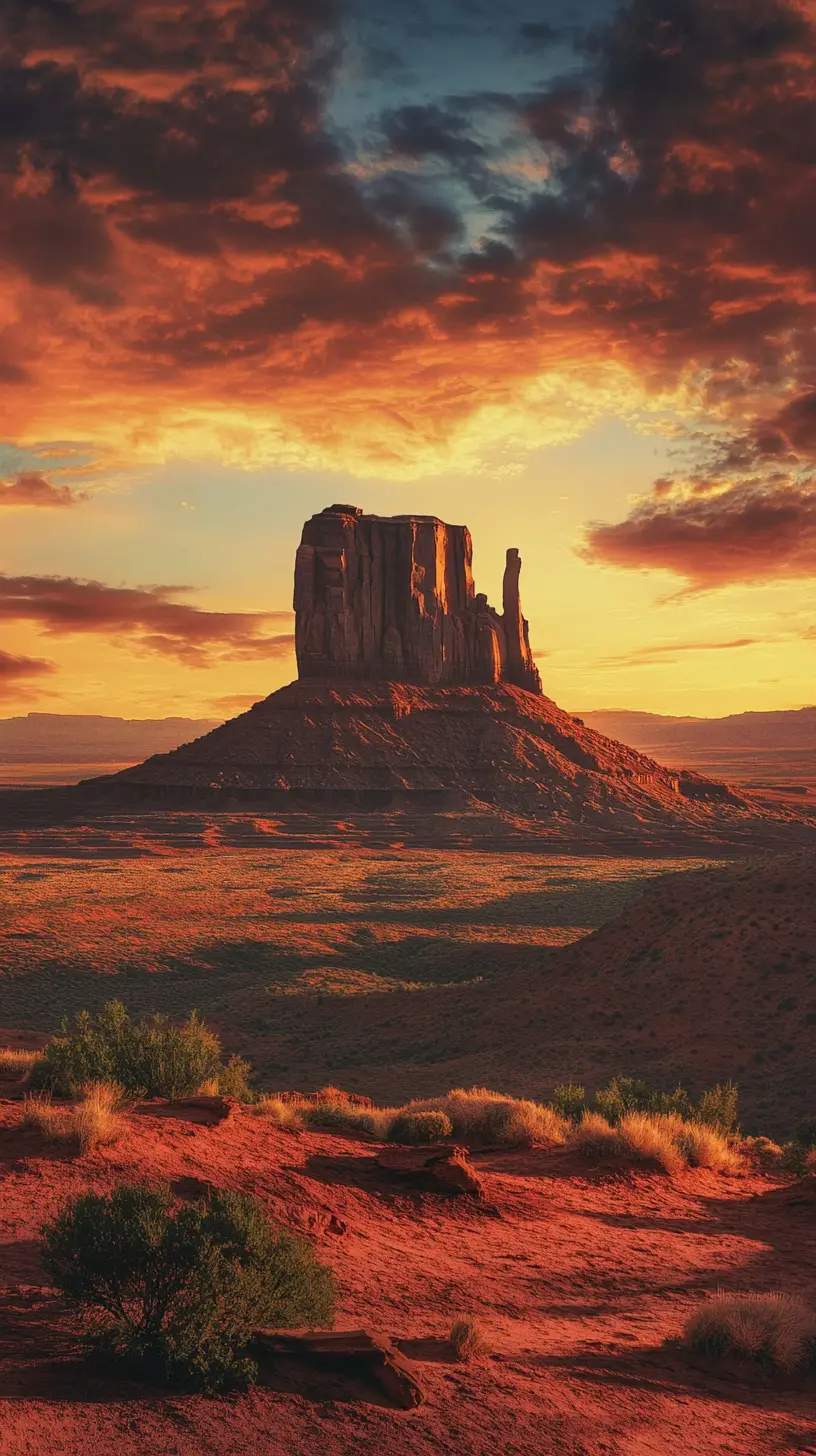 Arizona desert landscape with red rocks at sunset