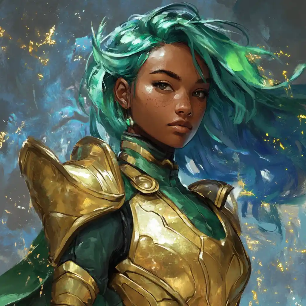 Storm cleric triton woman in golden armor