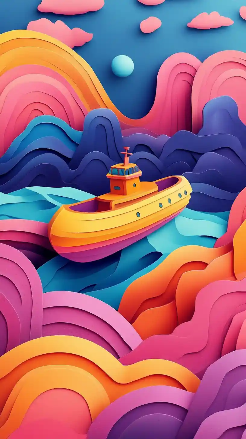 Yellow submarine floating in a playful underwater dreamscape