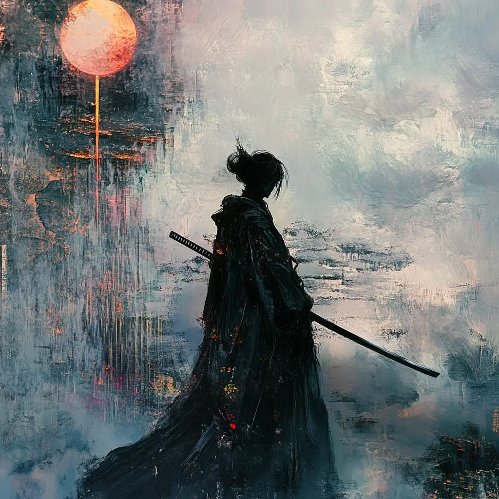 Dadaist minimalist warrior woman in surreal alien collage